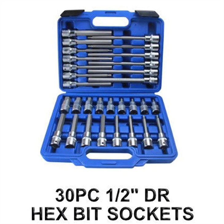30pc 1/2'' DR EX-LONG Hex Bit Socket Set